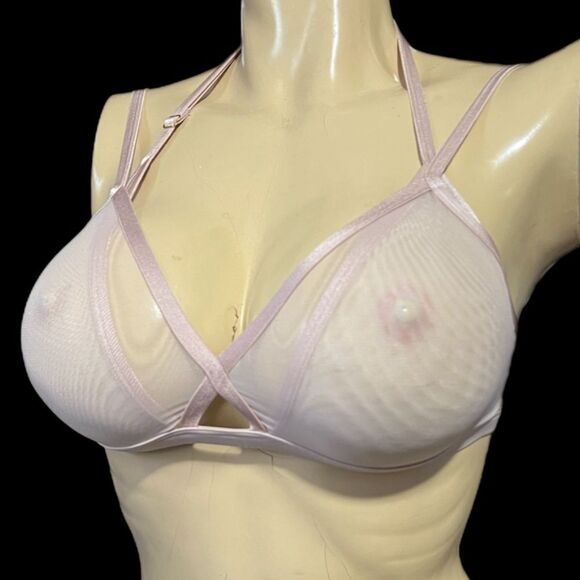 Victorias Secret Set Sexy Sheer Mesh Strappy Double Cup Unlined bralette & Panty - Picture 4 of 9